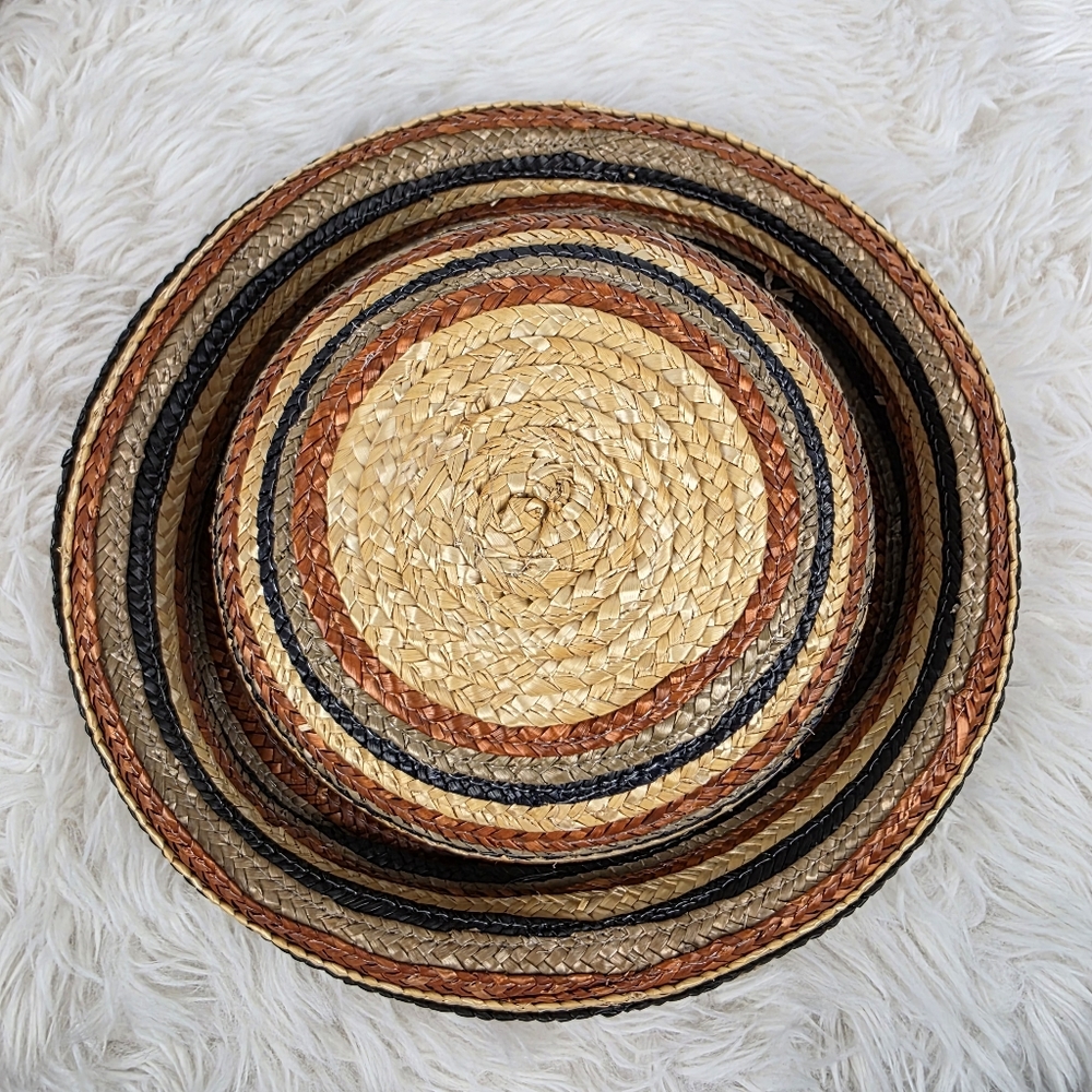 Striped Straw Bag and Hat Set - Picture 3 of 15